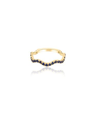 Blue Sapphire Wavy Stack Ring