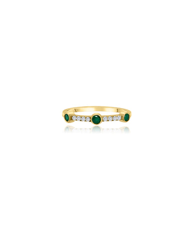 Emerald Diamond Bezel Stack Ring