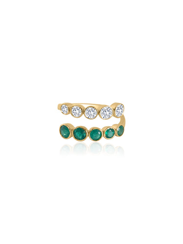 Diamond and Emerald Twist Ring