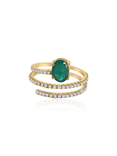 Emerald Spiral Ring